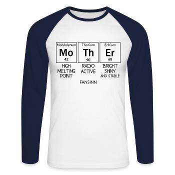 Mutter Mama Chemie Wissenschaft lustig Geschenk - Unisex Baseballshirt langarm - Weiß/Navy - Vorne - Nik (191cm)