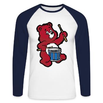 TEDDY Bear Drums Drummer Snare Drum - Unisex Long Sleeve Baseball T-Shirt - white/navy - Front - Nik (191cm)