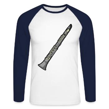 Klarinette Klarinettist Klarinettistin Oboe Musik - Unisex Baseballshirt langarm - Weiß/Navy - Vorne - Nik (191cm)