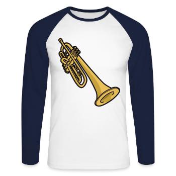 Trompete Trompeter Trompeterin Flügelhorn Musiker - Unisex Baseballshirt langarm - Weiß/Navy - Vorne - Nik (191cm)
