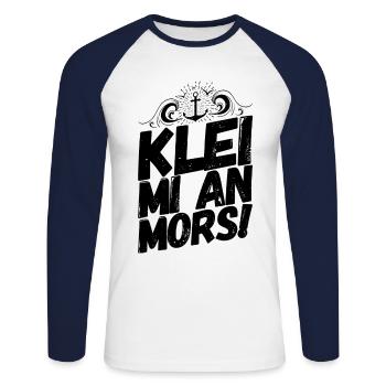 Plattdeutsch Spruch Sprüche Norddeutschland Mors - Unisex Baseballshirt langarm - Weiß/Navy - Vorne - Nik (191cm)