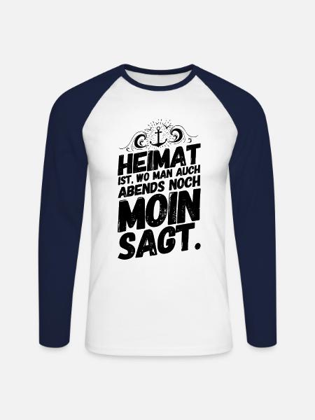 Plattdeutsch Spruch Sprüche Norddeutschland Heimat - Unisex Baseballshirt langarm - Weiß/Navy