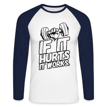 Fitness Workout Sports Sayings Pain - Unisex Long Sleeve Baseball T-Shirt - white/navy - Front - Nik (191cm)