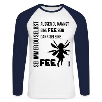Fee Magie Feenstaub Märchen Elfe Zauber Geschenk - Unisex Baseballshirt langarm - Weiß/Navy - Vorne - Nik (191cm)