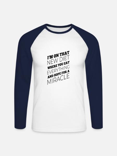funny gym sayings gift shirt - Unisex Long Sleeve Baseball T-Shirt - white/navy