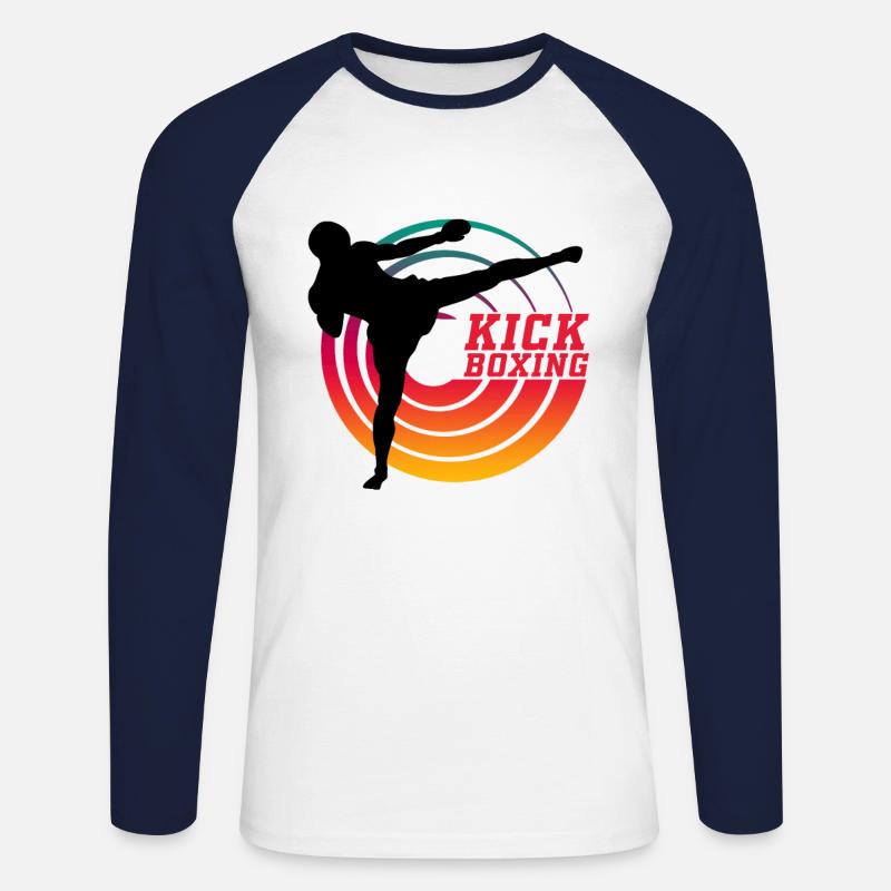 KICKBOXING - Kick Boxer - Unisex Baseballshirt langarm - Weiß/Navy