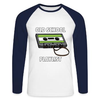 Cassette music cassette audio cassette 80s gift - Unisex Long Sleeve Baseball T-Shirt - white/navy - Front - Nik (191cm)