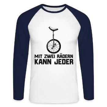 Einrad - Unisex Baseballshirt langarm - Weiß/Navy - Vorne - Nik (191cm)