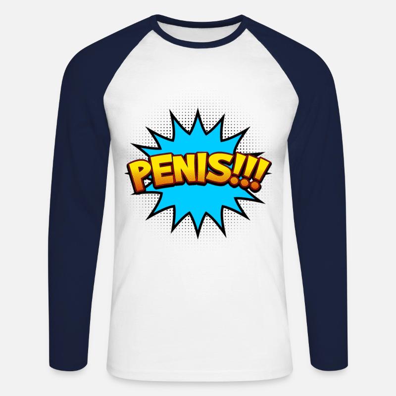 Penis Comic Style - Unisex Baseballshirt langarm - Weiß/Navy