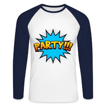 Cartoon Comic Style - Party!!! - Unisex Long Sleeve Baseball T-Shirt - white/navy - Front - Nik (191cm)