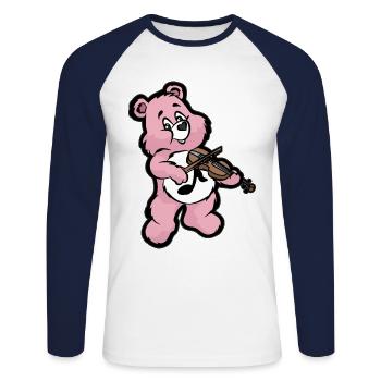 Teddy Bear Violin Player - Unisex Long Sleeve Baseball T-Shirt - white/navy - Front - Nik (191cm)