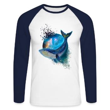 Wal - Galaxie - Aquarell - Unisex Long Sleeve Baseball T-Shirt - white/navy - Front - Nik (191cm)