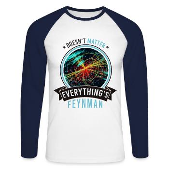 Feynman Vintage - doesn't Matter - Unisex Baseballshirt langarm - Weiß/Navy - Vorne - Nik (191cm)