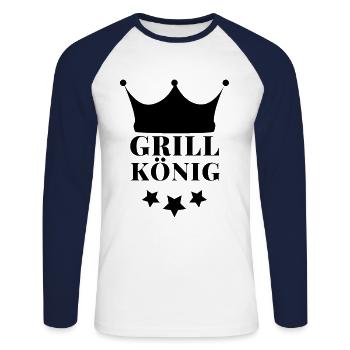 Grillkönig Grillmeister Grillen Grill instructor - Unisex Long Sleeve Baseball T-Shirt - white/navy - Front - Nik (191cm)