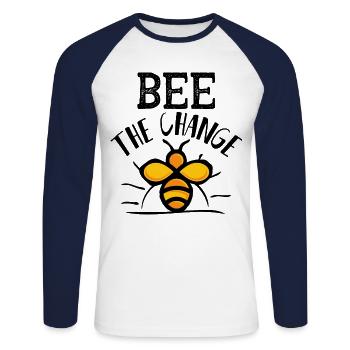 Bienen Imker Bee The Change Tierschutz - Unisex Baseballshirt langarm - Weiß/Navy - Vorne - Nik (191cm)