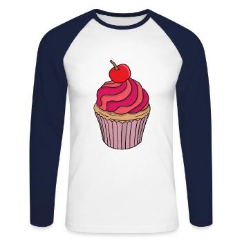 Cupcake Muffin Törtchen Keks Bäcker Süße Geschenk - Unisex Long Sleeve Baseball T-Shirt - white/navy - Front - Nik (191cm)