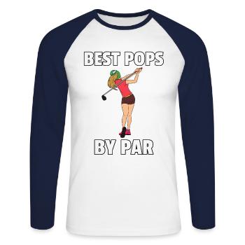 Golf Golfen Golfspieler Golfer Golfball Geschenk - Unisex Baseballshirt langarm - Weiß/Navy - Vorne - Nik (191cm)