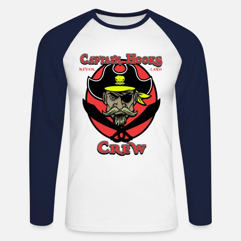 PIRATES Captain Hooks Crew - Unisex Baseballshirt langarm - Weiß/Navy