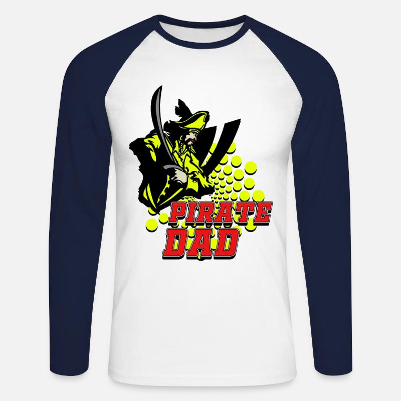 PIRATE DAD - Unisex Baseballshirt langarm - Weiß/Navy