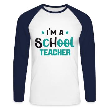 Je suis un cadeau d'enseignant cool pour les enseignants - T-shirt baseball manches longues Homme - blanc/marine - Devant - Nik (191cm)