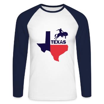 Texas Tshirt avec Rodeo Cavaliers De Taureau Texas - T-shirt baseball manches longues Homme - blanc/marine - Devant - Nik (191cm)