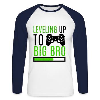 Großer Bruder Level Up Brüder Familie Neugeborenes - Unisex Baseballshirt langarm - Weiß/Navy - Vorne - Nik (191cm)