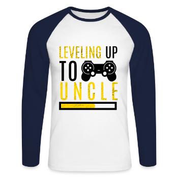 Level Up Onkel Familie Neffe Kind Schwangerschaft - Unisex Baseballshirt langarm - Weiß/Navy - Vorne - Nik (191cm)