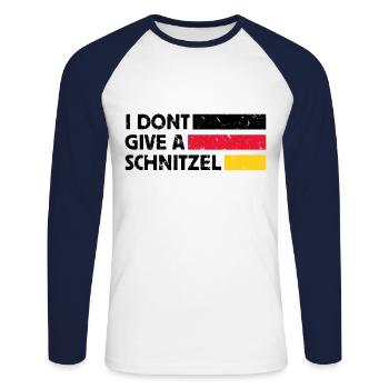 I DONT GIVE A SCHNITZEL SPRUCH - Unisex Long Sleeve Baseball T-Shirt - white/navy - Front - Nik (191cm)