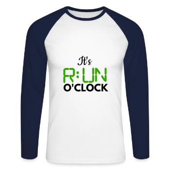 Run O’clock Running Jogging Course Sports de course - T-shirt baseball manches longues Homme - blanc/marine - Devant - Nik (191cm)