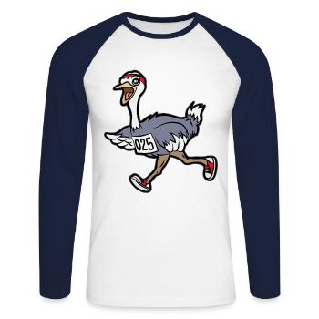 coureurs d’autruche de jogging marathon sprinter - T-shirt baseball manches longues Homme - blanc/marine - Devant - Nik (191cm)