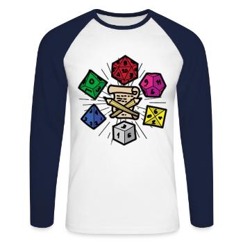 PAPER PEN AND DICE RPG Fantasy Role Playing Game - T-shirt baseball manches longues Homme - blanc/marine - Devant - Nik (191cm)