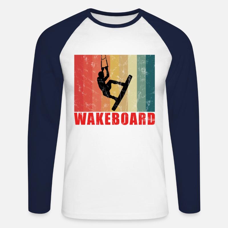 WAKEBOARD - Unisex Baseballshirt langarm - Weiß/Navy