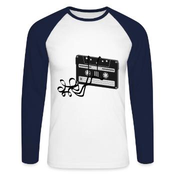 Retro vintage cassette music gift shirt - Unisex Long Sleeve Baseball T-Shirt - white/navy - Front - Nik (191cm)