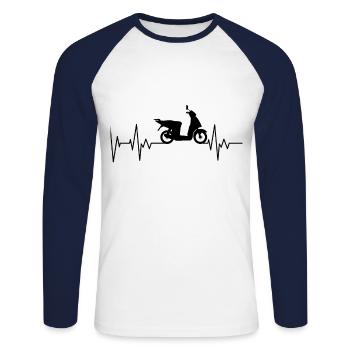 Scooter Heartbeat ECG Heart Rate Scooting Hobby - Unisex Long Sleeve Baseball T-Shirt - white/navy - Front - Nik (191cm)