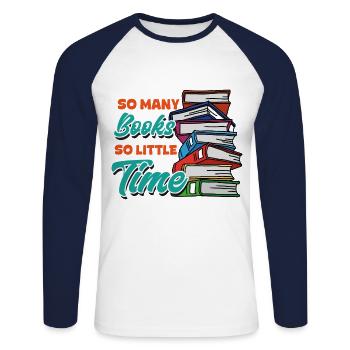 book lovers - Unisex Long Sleeve Baseball T-Shirt - white/navy - Front - Nik (191cm)