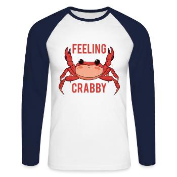 Crab - Feeling Crabby Crab funny animal sea - Unisex Long Sleeve Baseball T-Shirt - white/navy - Front - Nik (191cm)