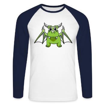 Dragon monster dragon head fire funny sweetie - Unisex Long Sleeve Baseball T-Shirt - white/navy - Front - Nik (191cm)