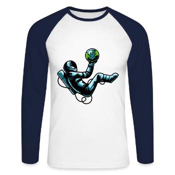 Astronaute Spaceman Space Astro Galaxy Space - T-shirt baseball manches longues Homme - blanc/marine - Devant - Nik (191cm)