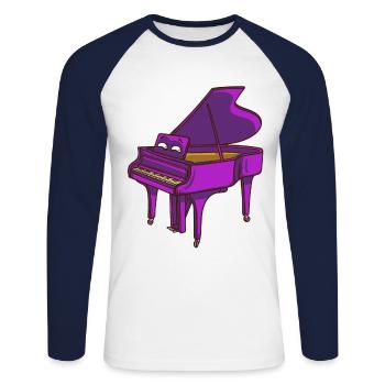 Piano Piano Pianist Musician Music Wings player - Unisex Long Sleeve Baseball T-Shirt - white/navy - Front - Nik (191cm)