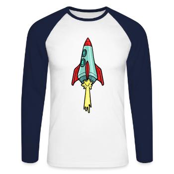 Rocket Space Shuttle Spaceship Astronaut Space - Unisex Long Sleeve Baseball T-Shirt - white/navy - Front - Nik (191cm)