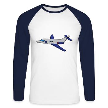Flugzeug Flieger Pilot Fliegen Flug Flughafen 747 - Unisex Baseballshirt langarm - Weiß/Navy - Vorne - Nik (191cm)