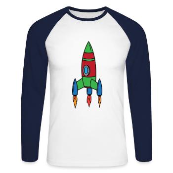 Rocket Space Shuttle Spaceship Astronaut Space - Unisex Long Sleeve Baseball T-Shirt - white/navy - Front - Nik (191cm)