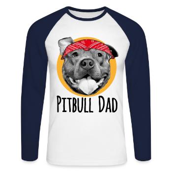 Pitbull Vater - Unisex Baseballshirt langarm - Weiß/Navy - Vorne - Nik (191cm)