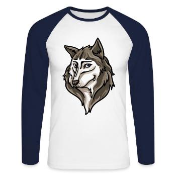 Wolf Wölfe Werwolf Mond Vollmond Lustiger Wilder - Unisex Baseballshirt langarm - Weiß/Navy - Vorne - Nik (191cm)