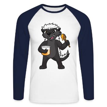 Honey Badger Badger Marder Drôle Douce Miel Drôle - T-shirt baseball manches longues Homme - blanc/marine - Devant - Nik (191cm)