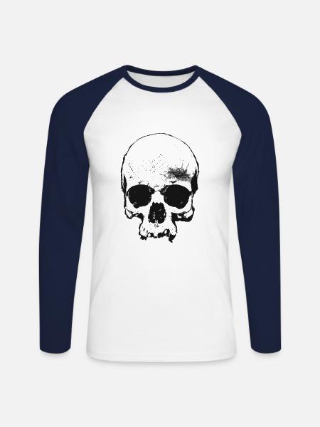 Skull I Skull I Skull I Skeleton I Metal - Unisex Long Sleeve Baseball T-Shirt - white/navy