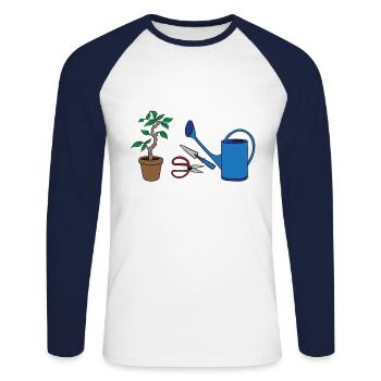 Garten Gärtner Gartenarbeit Pflanzen Blumen Acker - Unisex Baseballshirt langarm - Weiß/Navy - Vorne - Nik (191cm)
