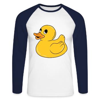 Rubber duck rubber duck duck Funny - Unisex Long Sleeve Baseball T-Shirt - white/navy - Front - Nik (191cm)