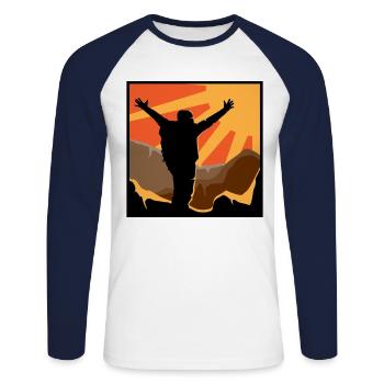 Mountain Mountain Nature Hiking Mountaineer Alps Land - Unisex Long Sleeve Baseball T-Shirt - white/navy - Front - Nik (191cm)