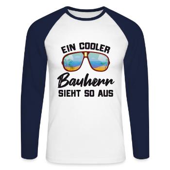 Cool builder history mask mouth nose mask - Unisex Long Sleeve Baseball T-Shirt - white/navy - Front - Nik (191cm)